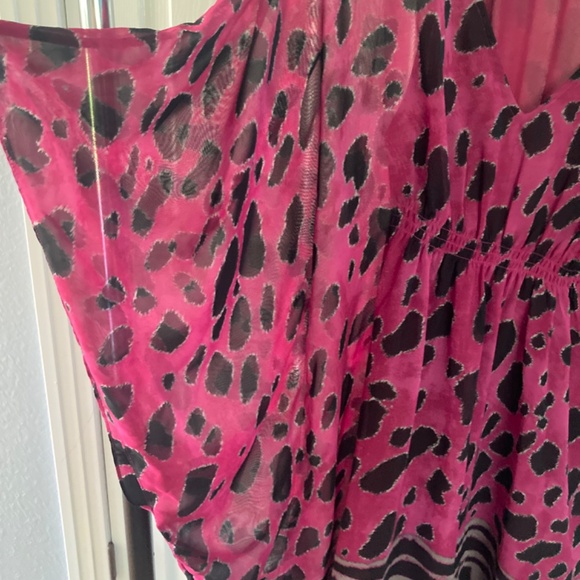 INC International Concepts BOHO KIMONO STYLE SILKY FLOWY TUNIC MAGENTA OP 12 - Picture 5 of 6